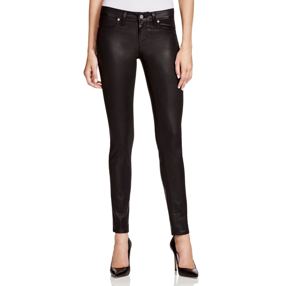 PAIGE Verdugo Ankle Black Silk Coated Jeans